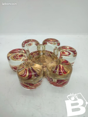 original bougeoir vide poche en forme de fleur en verre année 60-70 en bon etat