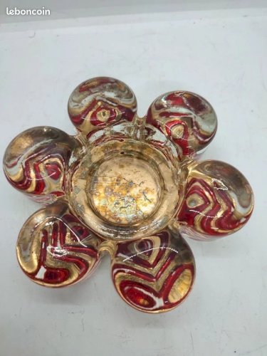 original bougeoir vide poche en forme de fleur en verre année 60-70 en bon etat