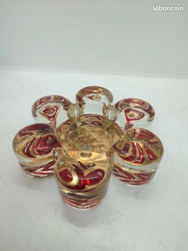 original bougeoir vide poche en forme de fleur en verre année 60-70 en bon etat