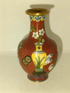 original petit vase cloisonné chinois a decor floral en bon etat