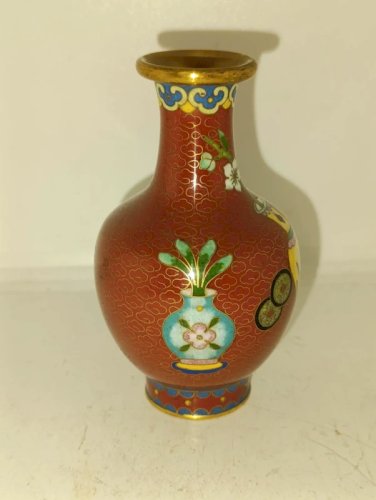 original petit vase cloisonné chinois a decor floral en bon etat