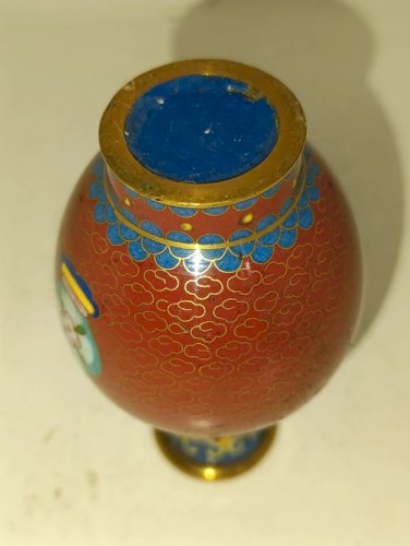original petit vase cloisonné chinois a decor floral en bon etat