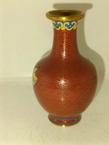 original petit vase cloisonné chinois a decor floral en bon etat