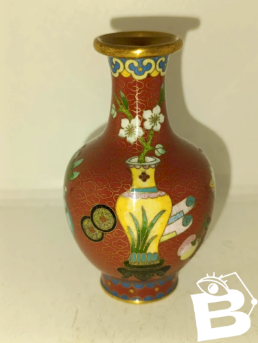 original petit vase cloisonné chinois a decor floral en bon etat