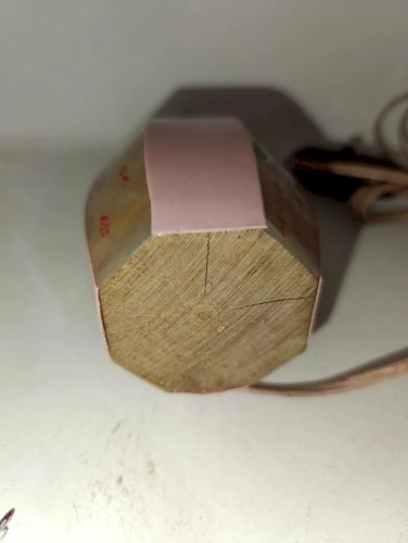 original petite lampe a facette interieur bois à decor floral en bon etat