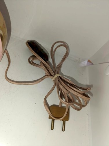 original petite lampe a facette interieur bois à decor floral en bon etat