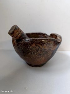 original pestle - ceramic mortar signed by Jean Claude Monange in good condition