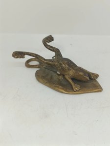 original antique frog-shaped bronze paper clip in good condition