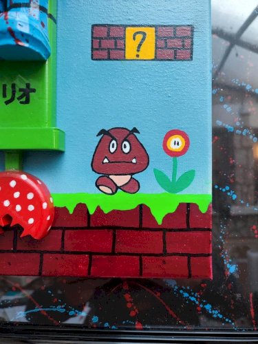 original tableau signé PBS appelé mario christ en tres bon etat