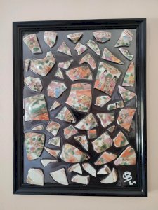 Original tableau sur base dun ancien vase chinois signé de lartiste PBS