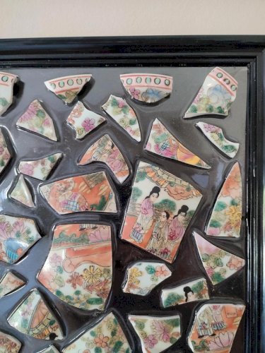 Original tableau sur base dun ancien vase chinois signé de lartiste PBS