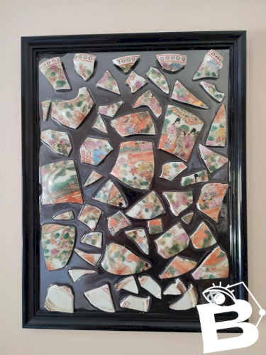 Original tableau sur base dun ancien vase chinois signé de lartiste PBS