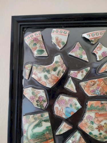 Original tableau sur base dun ancien vase chinois signé de lartiste PBS