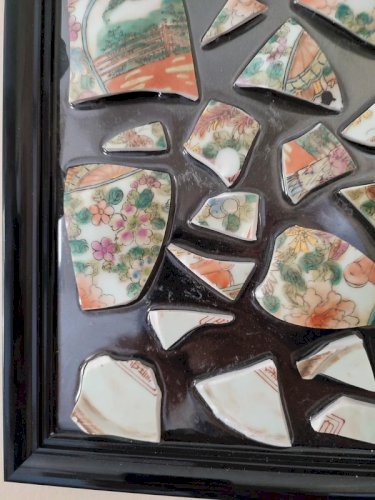 Original tableau sur base dun ancien vase chinois signé de lartiste PBS