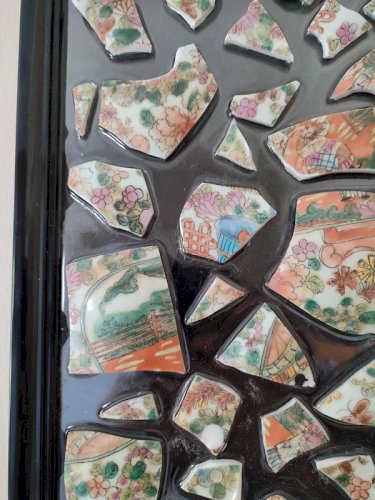 Original tableau sur base dun ancien vase chinois signé de lartiste PBS