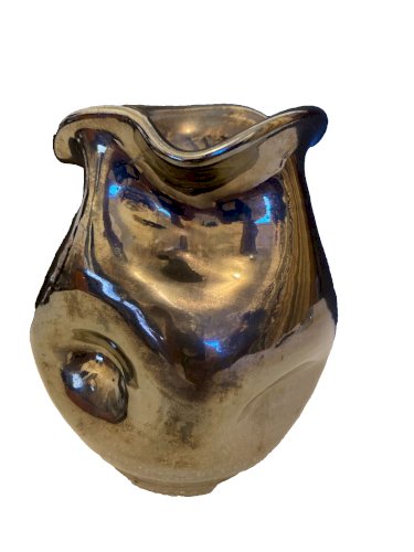 original Vase En Céramique Noir lustré  forme libre  Année 60 vintage design