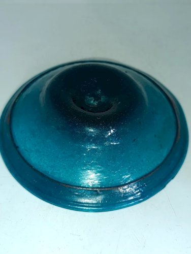 original vide poche en verre bullé bleu travail artisanal en bon etat