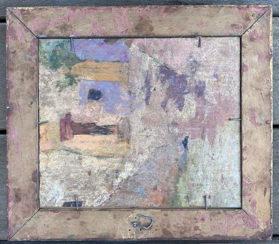 OSIETZKI (XIX-XXE SIÈCLE) Huile sur panneau Bateaux au Couché du Soleil / Marine