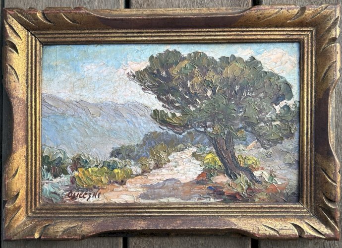 OSIETZKI (XIX-XXE SIÈCLE) Huile sur panneau paysage provençal