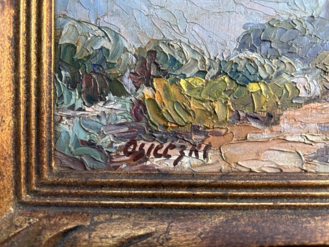 OSIETZKI (XIX-XXE SIÈCLE) Huile sur panneau paysage provençal