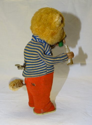 -OURS AUTOMATE PELUCHE QUI BOIT MAX CARL GERMANY JOUET ANCIEN COLLECTION   D