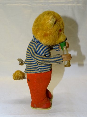 -OURS AUTOMATE PELUCHE QUI BOIT MAX CARL GERMANY JOUET ANCIEN COLLECTION   D