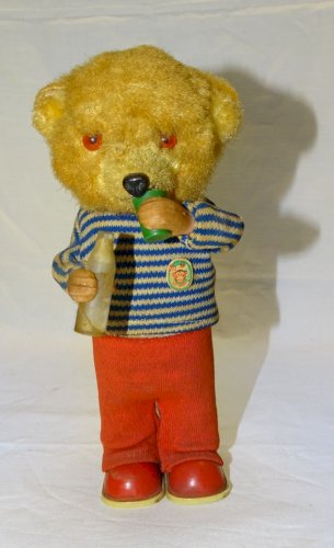 -OURS AUTOMATE PELUCHE QUI BOIT MAX CARL GERMANY JOUET ANCIEN COLLECTION   D