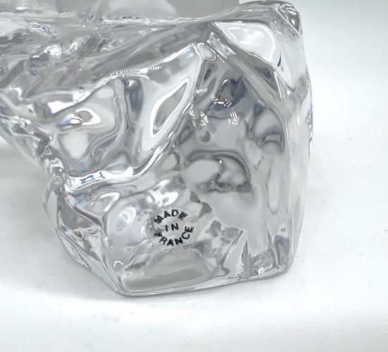 Ours cristal Fabergé Feerie Banquise poisson doré signé France 11cm