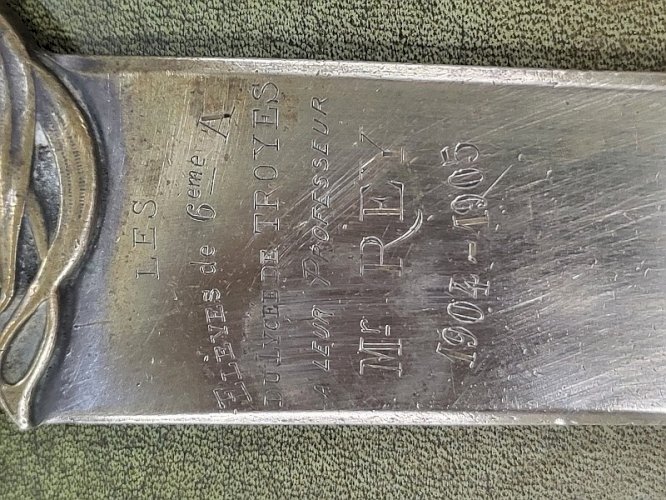 OUVRE LETTRES EN BRONZE ART NOUVEAU LYCEE DE TROYES CADEAU DES ELEVES
