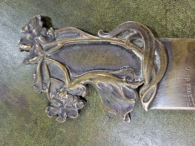 OUVRE LETTRES EN BRONZE ART NOUVEAU LYCEE DE TROYES CADEAU DES ELEVES