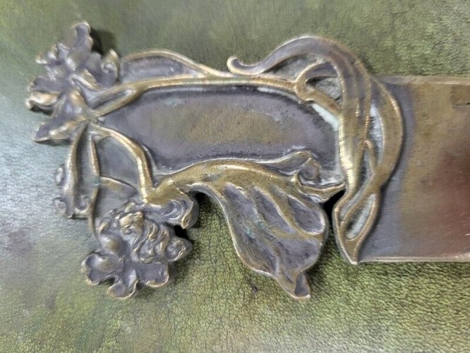 OUVRE LETTRES EN BRONZE ART NOUVEAU LYCEE DE TROYES CADEAU DES ELEVES