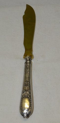 -OUVRE LETTRES STYLE EMPIRE Lame dorée MANCHE ARGENT FOURRE poinçon MINERVE    D