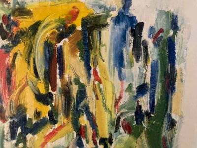 Painting Art Peinture Abstraite A Identifier Gouache Sur Papier Abstrait 1980