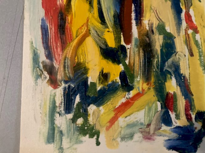 Painting Art Peinture Abstraite A Identifier Gouache Sur Papier Abstrait 1980