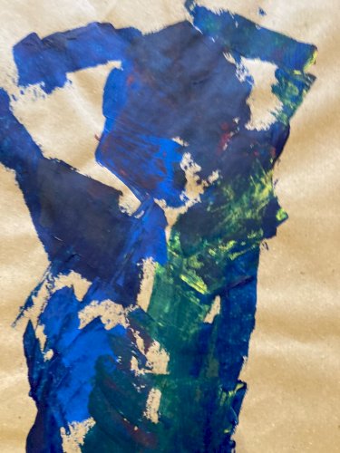 Painting Art Peinture Kraft Femme 1980 portrait Expressionniste Expressionnisme