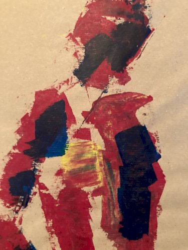 Painting Art Peinture Papier Kraft Femme 1980 portrait A Identifier XXe Ancien