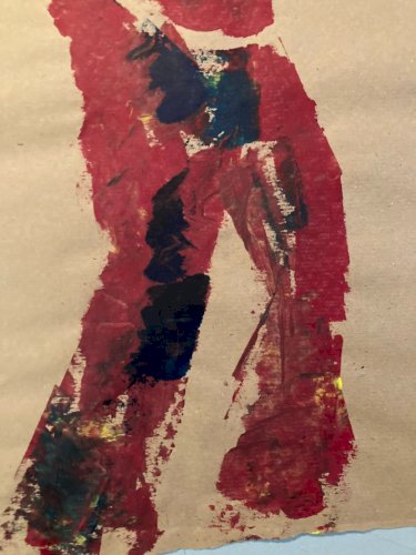 Painting Art Peinture Papier Kraft Femme 1980 portrait A Identifier XXe Ancien