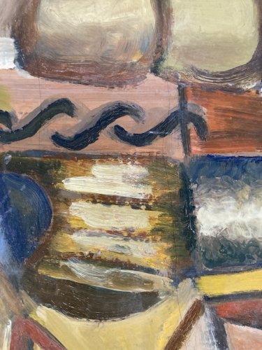 Painting Art Peinture Toit Oiseau Abstrait Abstraction 1980 Paysage Cubisme XXe