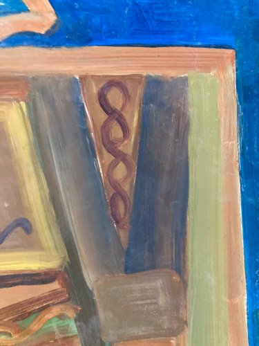 Painting Art Peinture Toit Papier Abstrait Abstraction 1980 Paysage Cubisme XXe