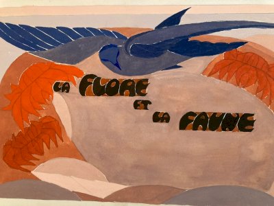 Painting Original Art Deco Architecture Gouache Sur Papier 1950 Peinture Ancien