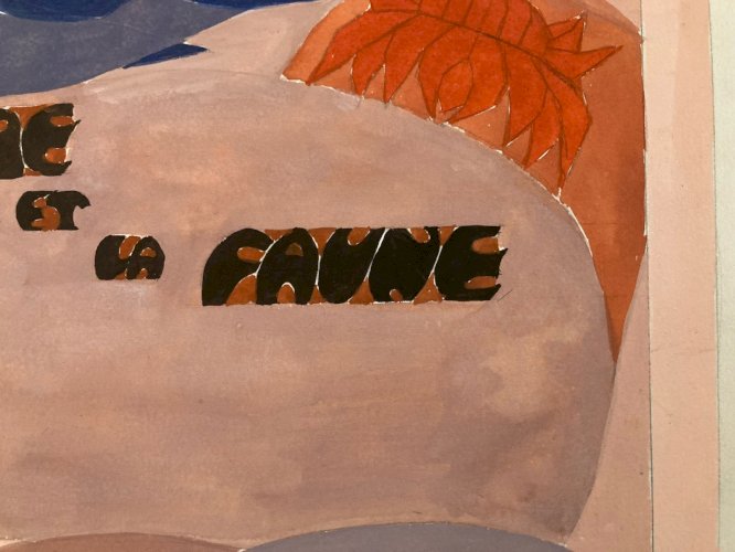 Painting Original Art Deco Architecture Gouache Sur Papier 1950 Peinture Ancien