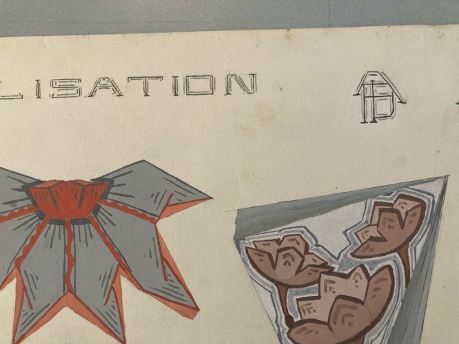 Painting Original Art Deco Nouveau Gouache 1930 Fleur Plante  Ancien Peinture