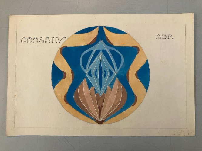 Painting Original Art Deco Nouveau Gouache 1930 Peinture Tissu Ancien Coussin