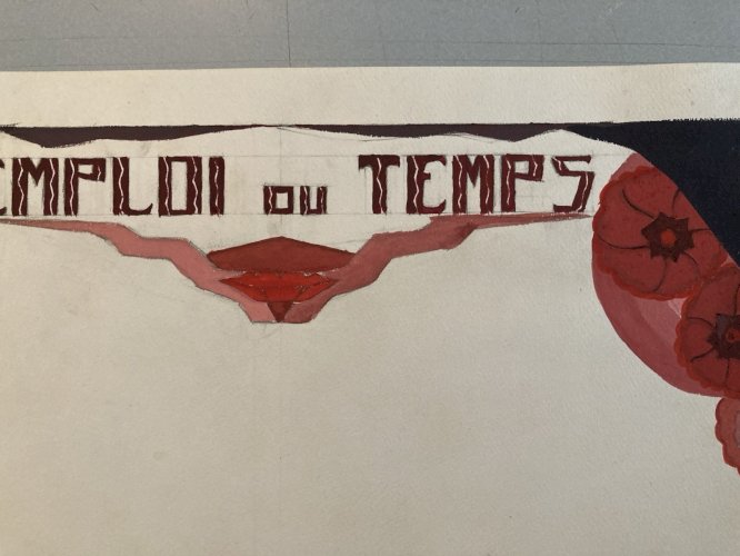 Painting Original Art Deco Nouveau Gouache Sur Papier 1930 Peinture Ancien Old