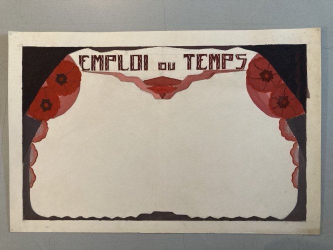 Painting Original Art Deco Nouveau Gouache Sur Papier 1930 Peinture Ancien Old