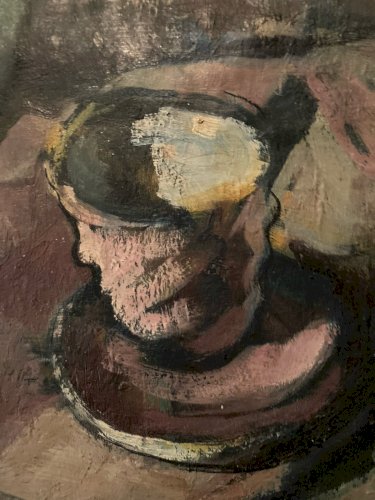 Painting Peinture 1920 Huile Sur Toile Expressioniste Fleur Bouquet Old Ancien