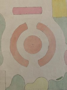 Painting Peinture 1930 Original Architecture Old Plan Jardin Tarn France Ancien