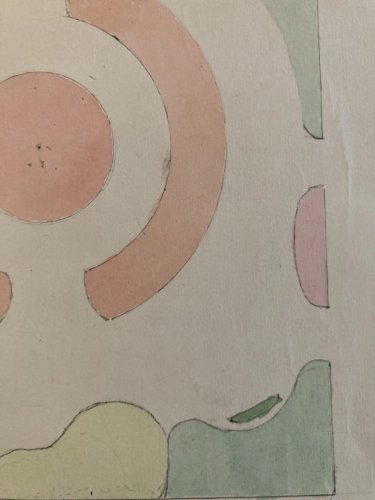 Painting Peinture 1930 Original Architecture Old Plan Jardin Tarn France Ancien