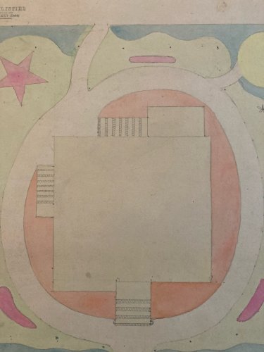 Painting Peinture 1930 Original Architecture Plan Jardin Old Art France Ancien