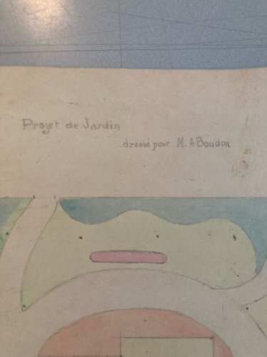 Painting Peinture 1930 Original Architecture Plan Jardin Old Art France Ancien